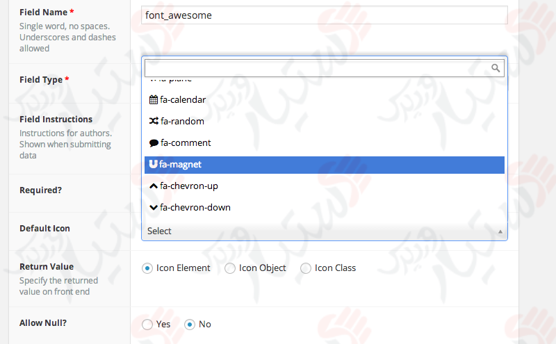 دستیار وردپرس - افزونه Advanced Custom Fields: Font Awesome Field