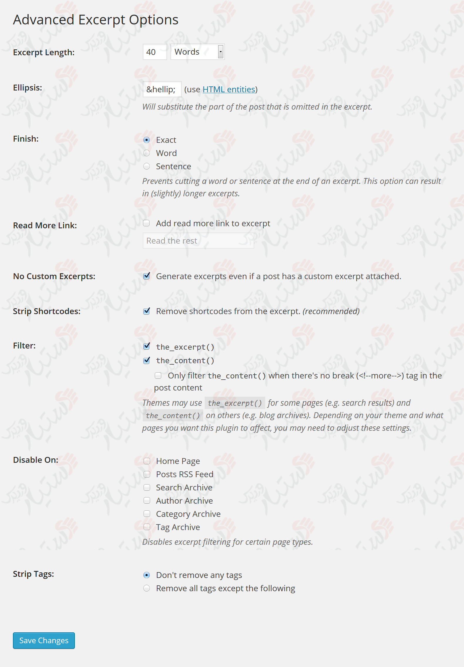 دستیار وردپرس - افزونه Advanced Excerpt