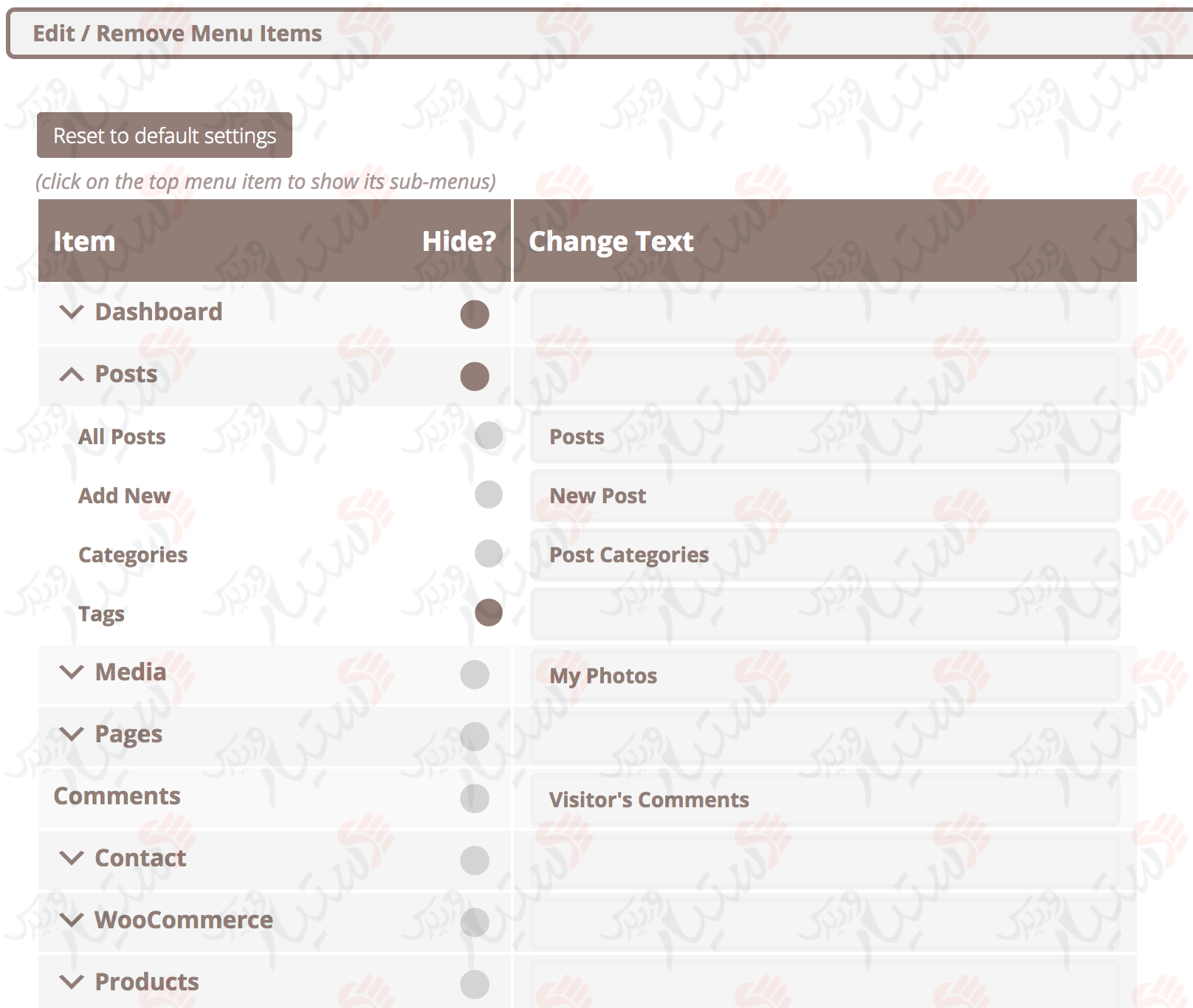 دستیار وردپرس - افزونه Absolutely Glamorous Custom Admin