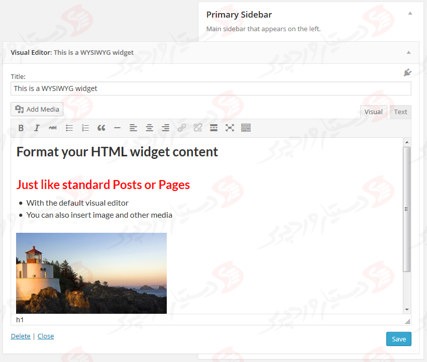 افزونه Black Studio TinyMCE Widget