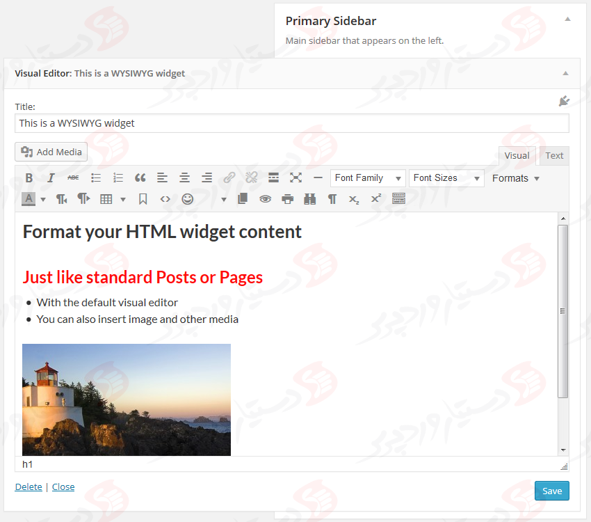 افزونه Black Studio TinyMCE Widget