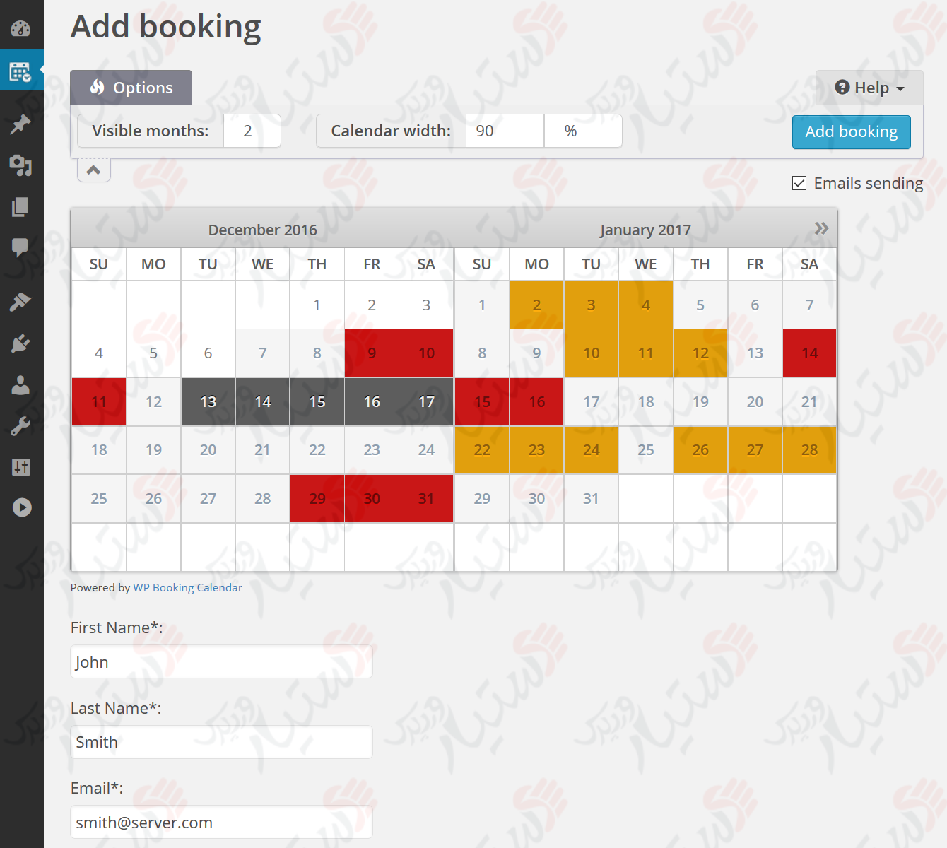 دستیار وردپرس - افزونه Booking Calendar