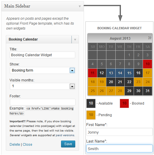 دستیار وردپرس - افزونه Booking Calendar