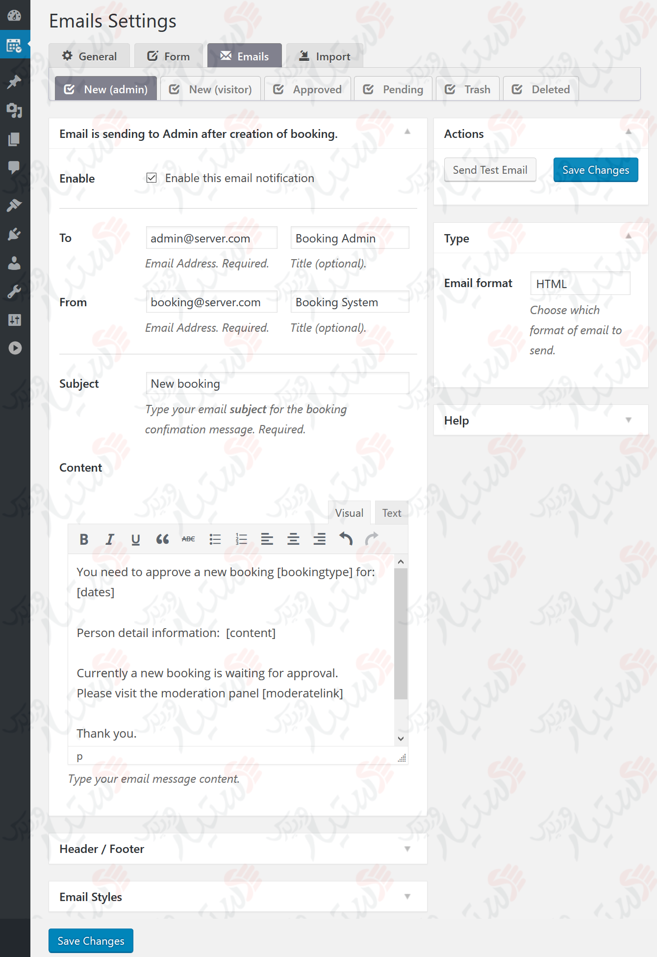 دستیار وردپرس - افزونه Booking Calendar