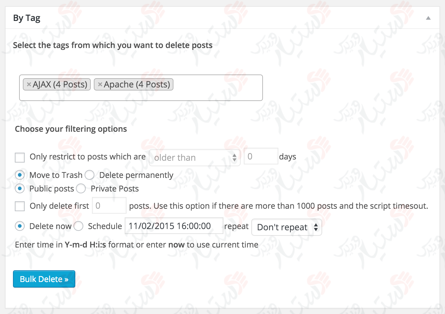 دستیار وردپرس - افزونه Bulk Delete