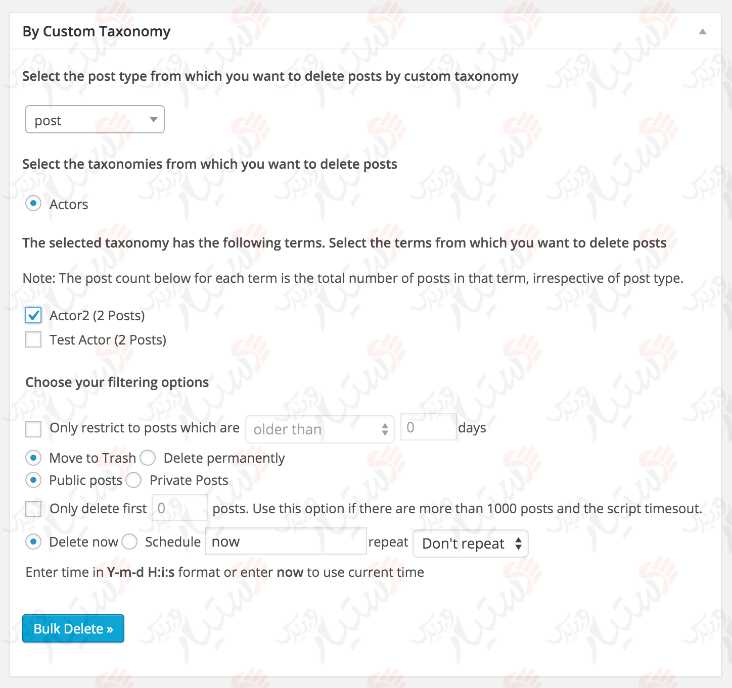 دستیار وردپرس - افزونه Bulk Delete