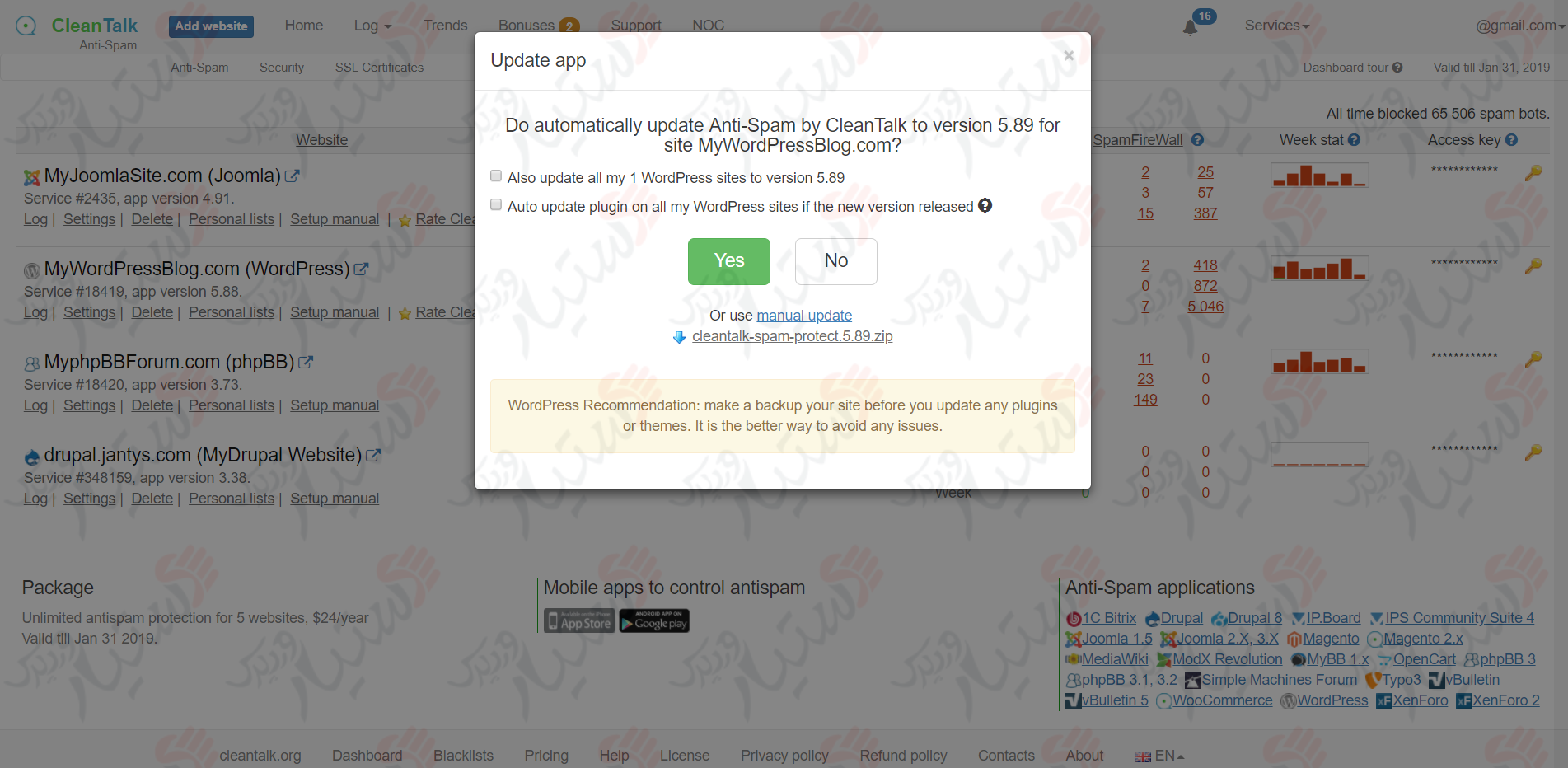 دستیار وردپرس - افزونه Spam protection, AntiSpam, FireWall by CleanTalk