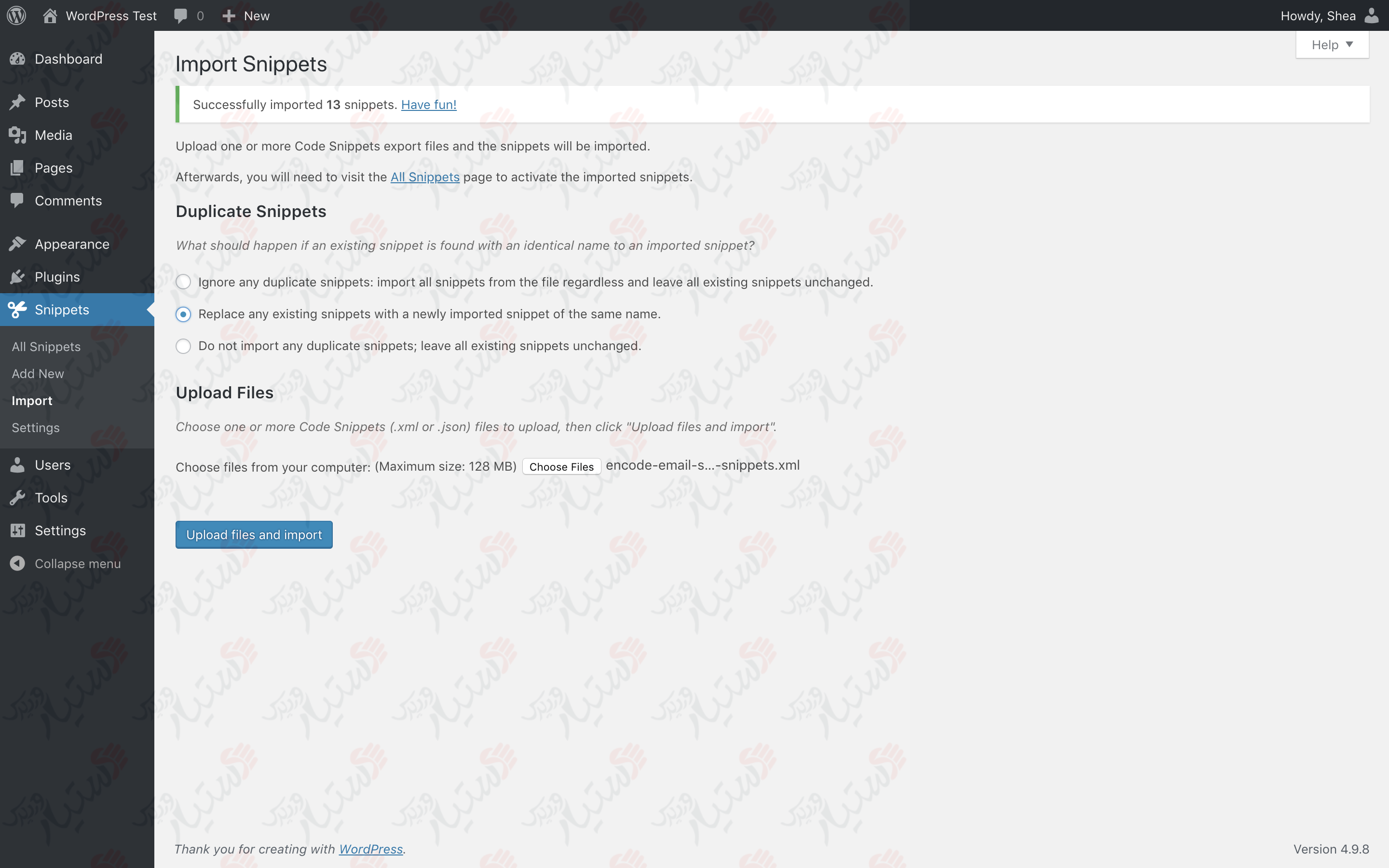 دستیار وردپرس - افزونه Code Snippets
