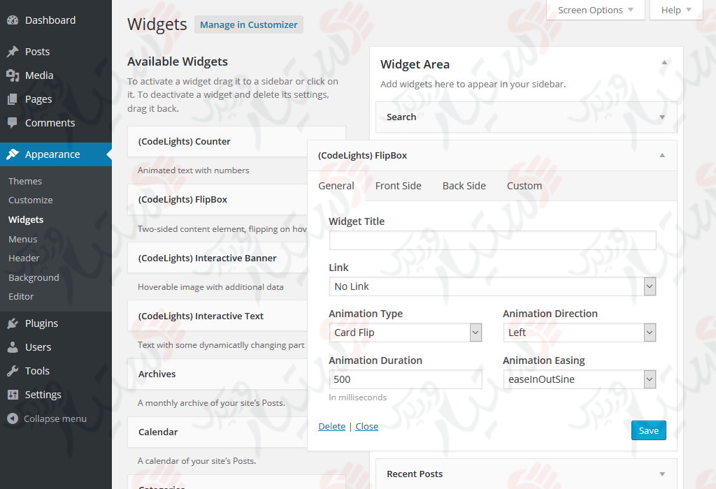 دستیار وردپرس - افزونه SiteOrigin Widgets by CodeLights