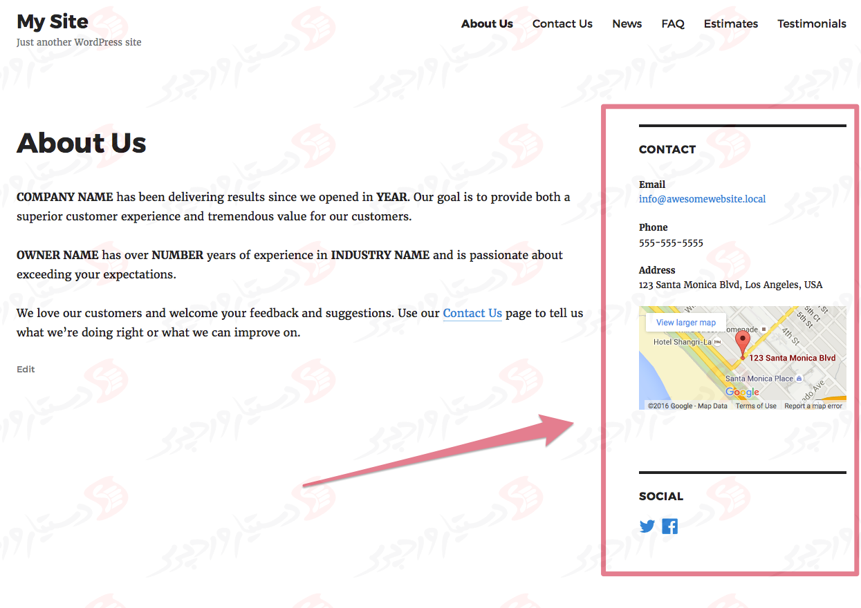 دستیار وردپرس - افزونه Contact Widgets
