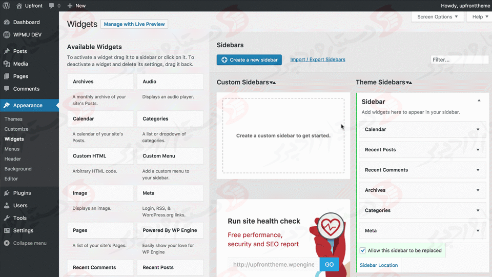 دستیار وردپرس - افزونه Custom Sidebars Dynamic Widget Area Manager