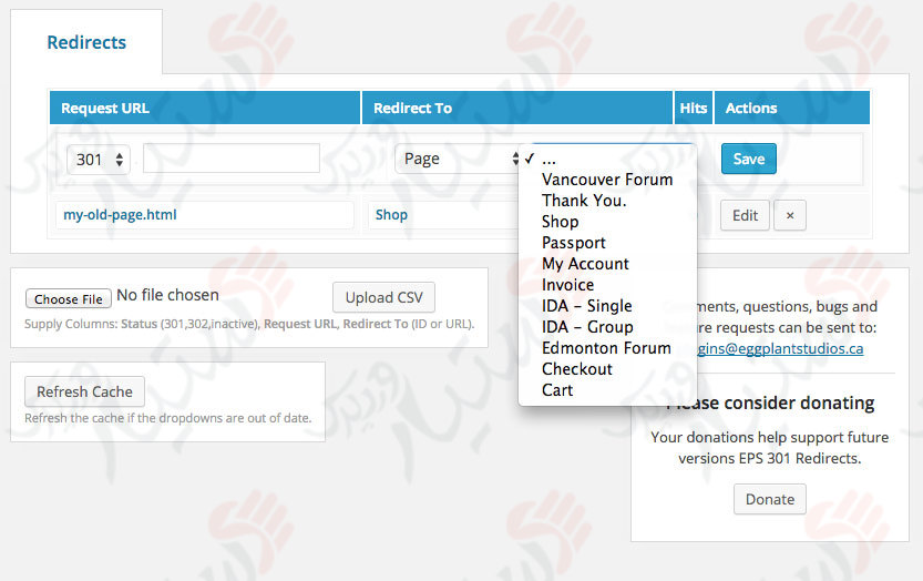 دستیار وردپرس - افزونه Eggplant 301 Redirects
