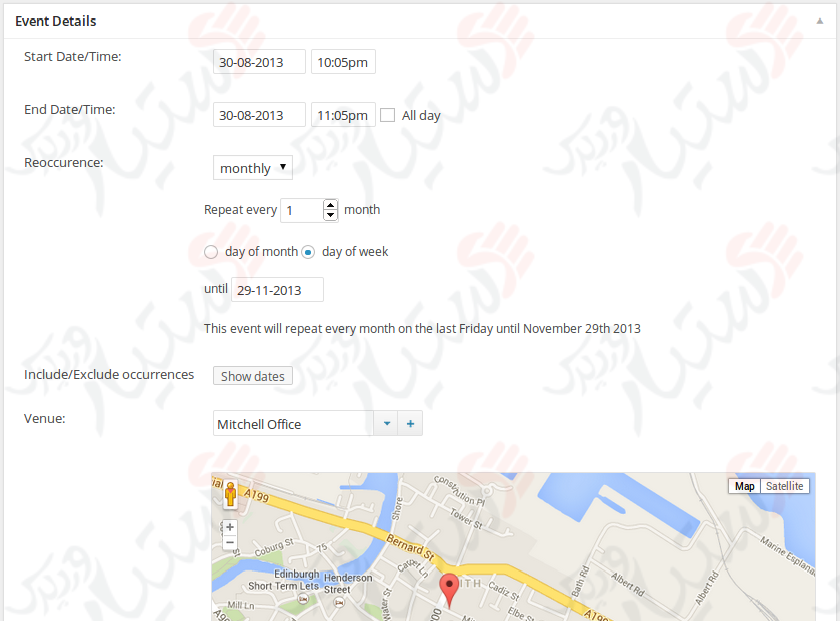 دستیار وردپرس - افزونه Event Organiser
