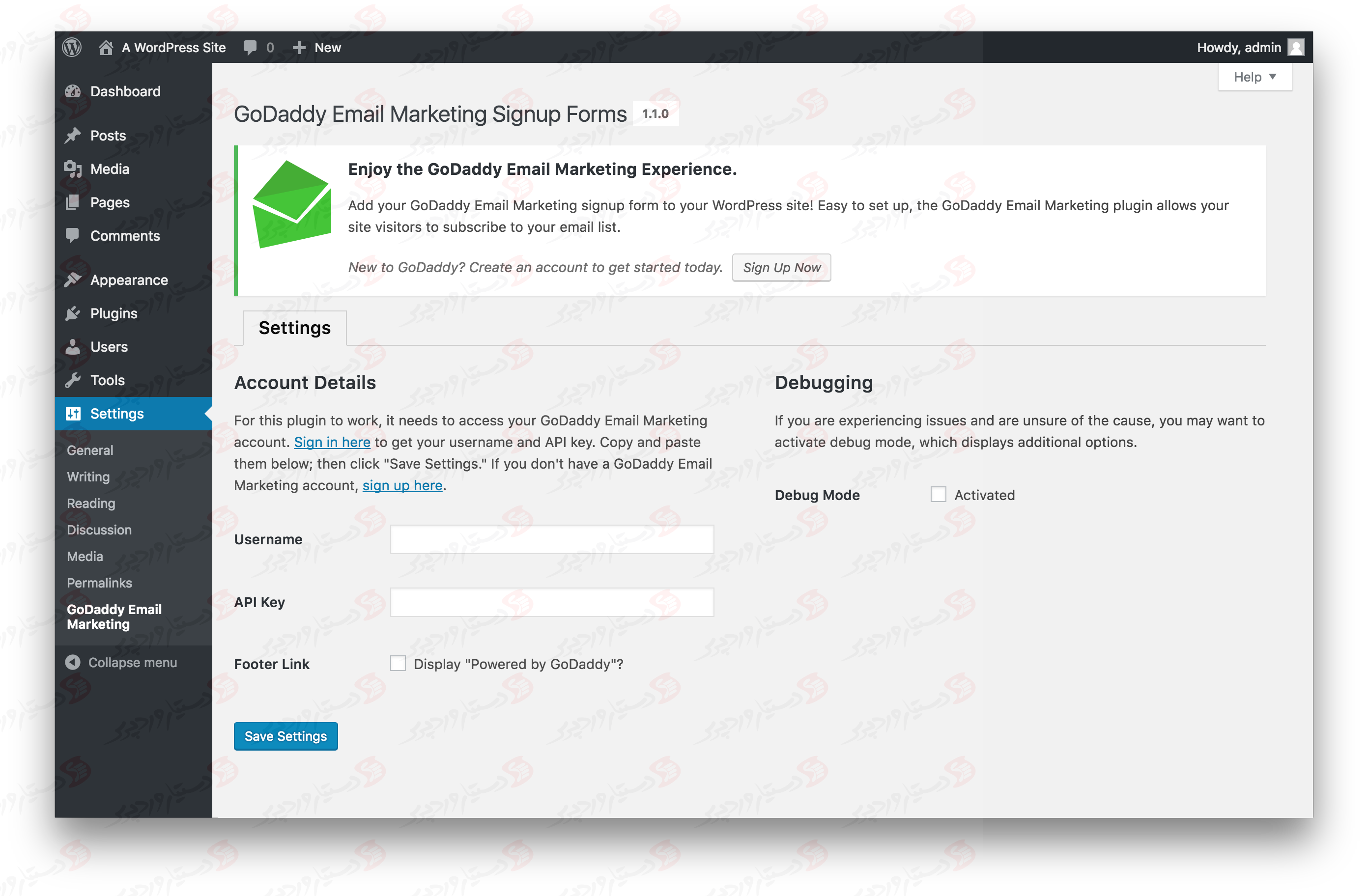 دستیار وردپرس - افزونه GoDaddy Email Marketing