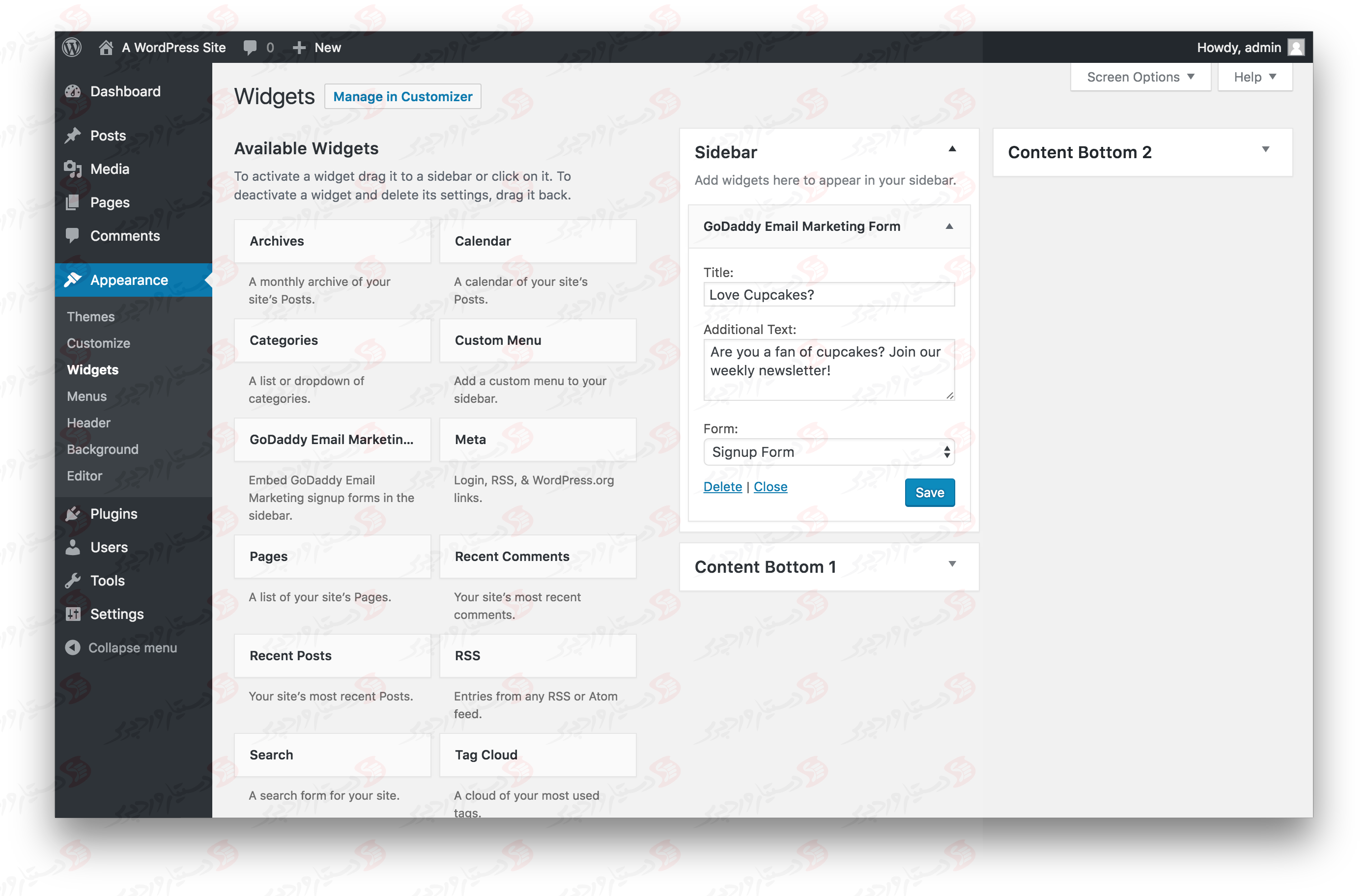 دستیار وردپرس - افزونه GoDaddy Email Marketing