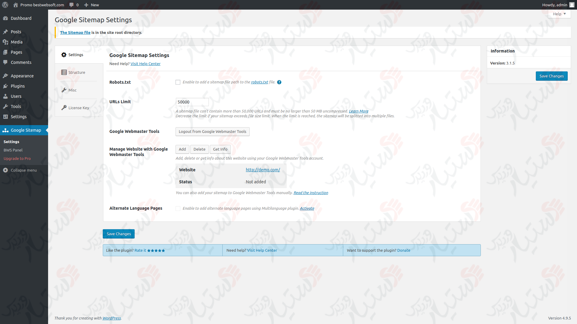 دستیار وردپرس - افزونه Google Sitemap by BestWebSoft