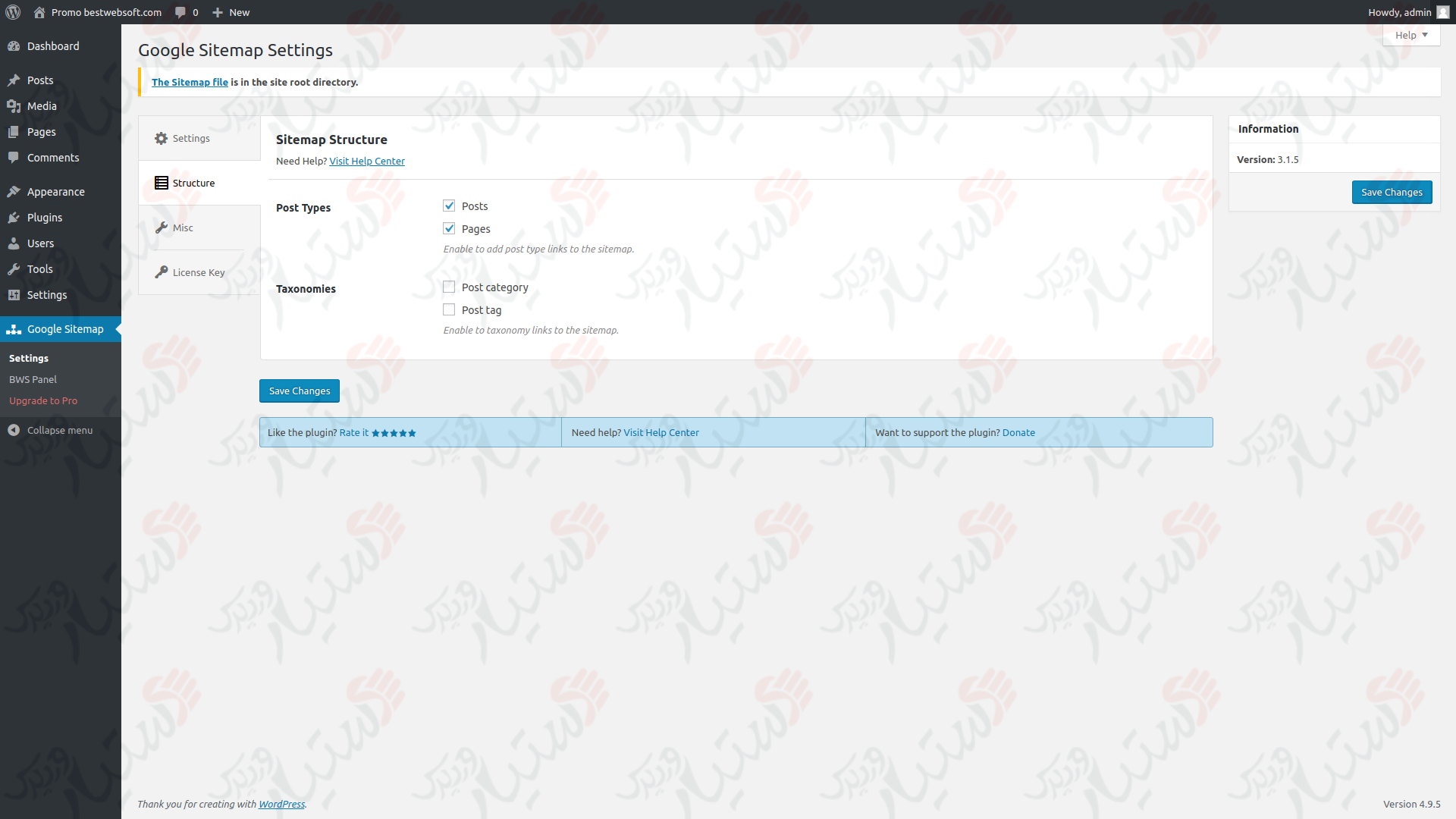 دستیار وردپرس - افزونه Google Sitemap by BestWebSoft