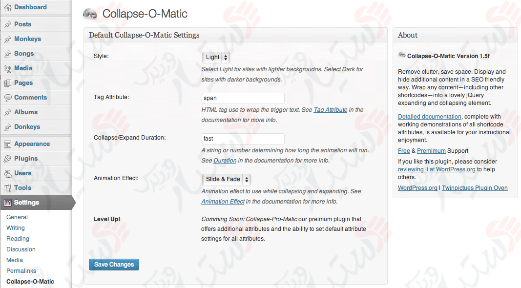 دستیار وردپرس - افزونه Collapse-O-Matic