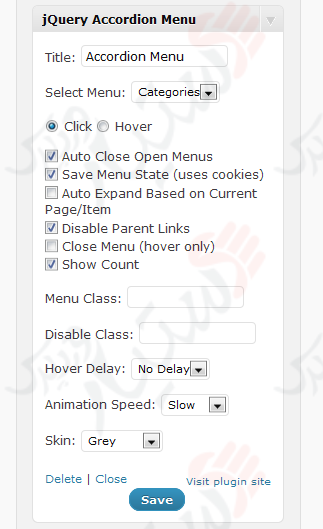 دستیار وردپرس - افزونه JQuery Accordion Menu Widget