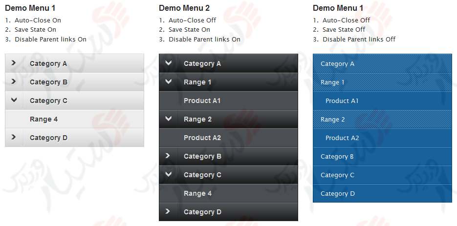 دستیار وردپرس - افزونه JQuery Accordion Menu Widget