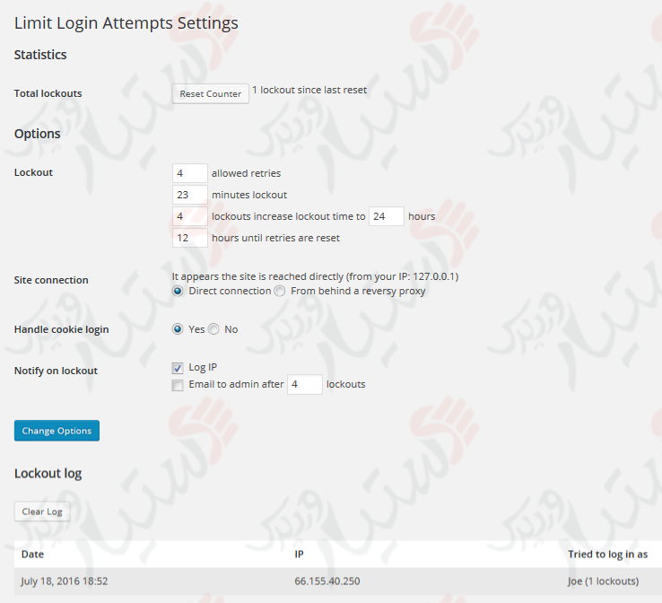 دستیار وردپرس - افزونه Limit Login Attempts Reloaded