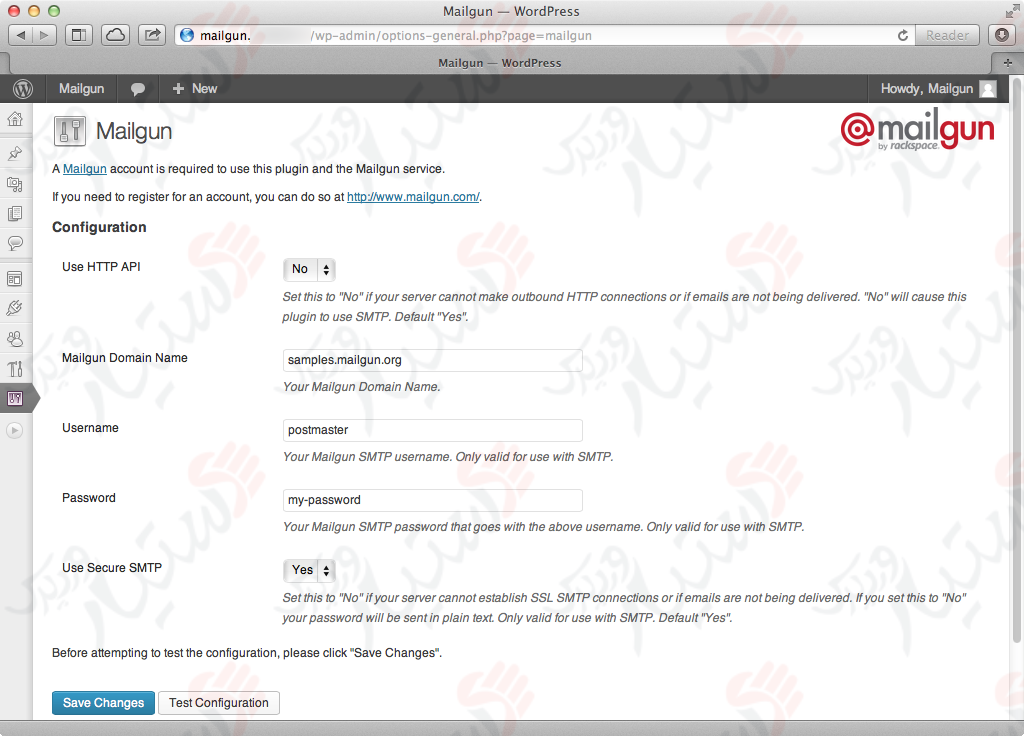 دستیار وردپرس - افزونه Mailgun for WordPress