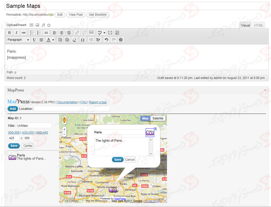 دستیار وردپرس - افزونه MapPress Easy Google Maps