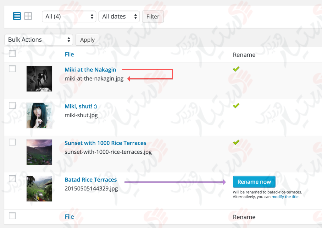 دستیار وردپرس - افزونه Media File Renamer (Auto Rename)