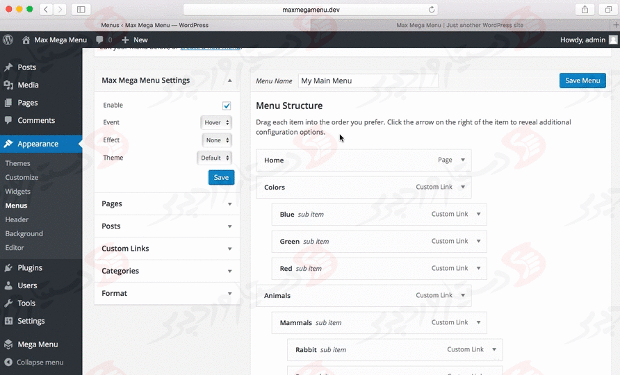 دستیار وردپرس - افزونه Max Mega Menu