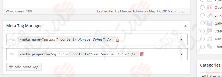 دستیار وردپرس - افزونه Meta Tag Manager