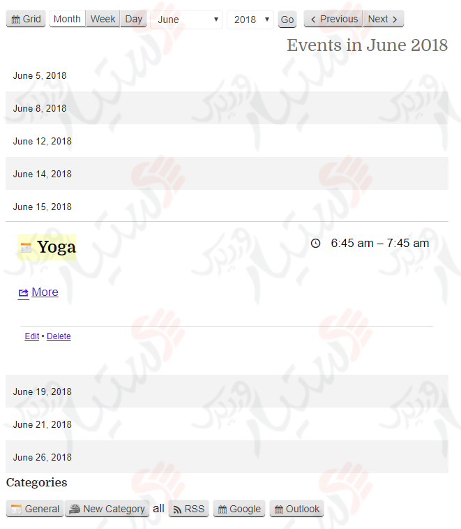 دستیار وردپرس - افزونه My Calendar