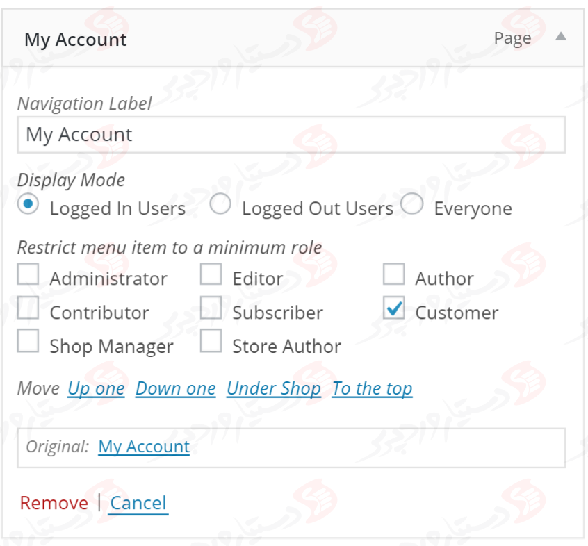دستیار وردپرس - افزونه Nav Menu Roles