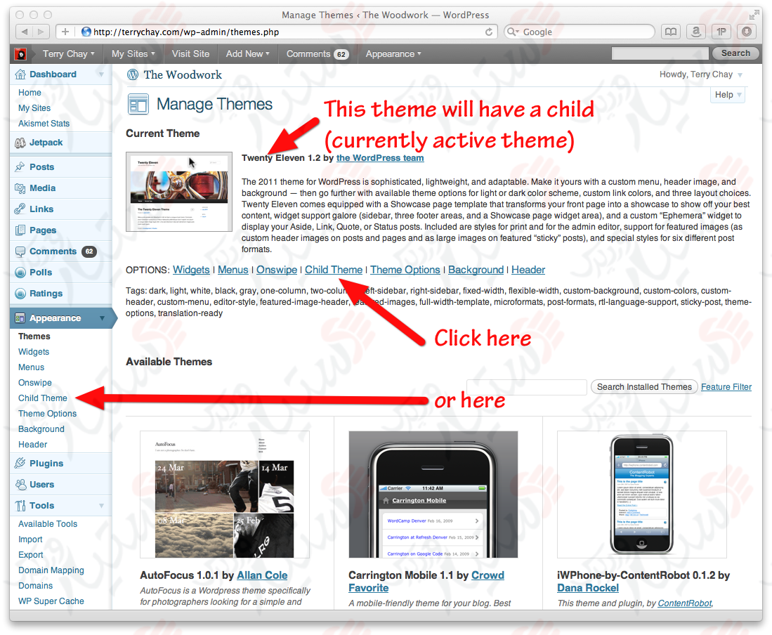 دستیار وردپرس - افزونه One-Click Child Theme