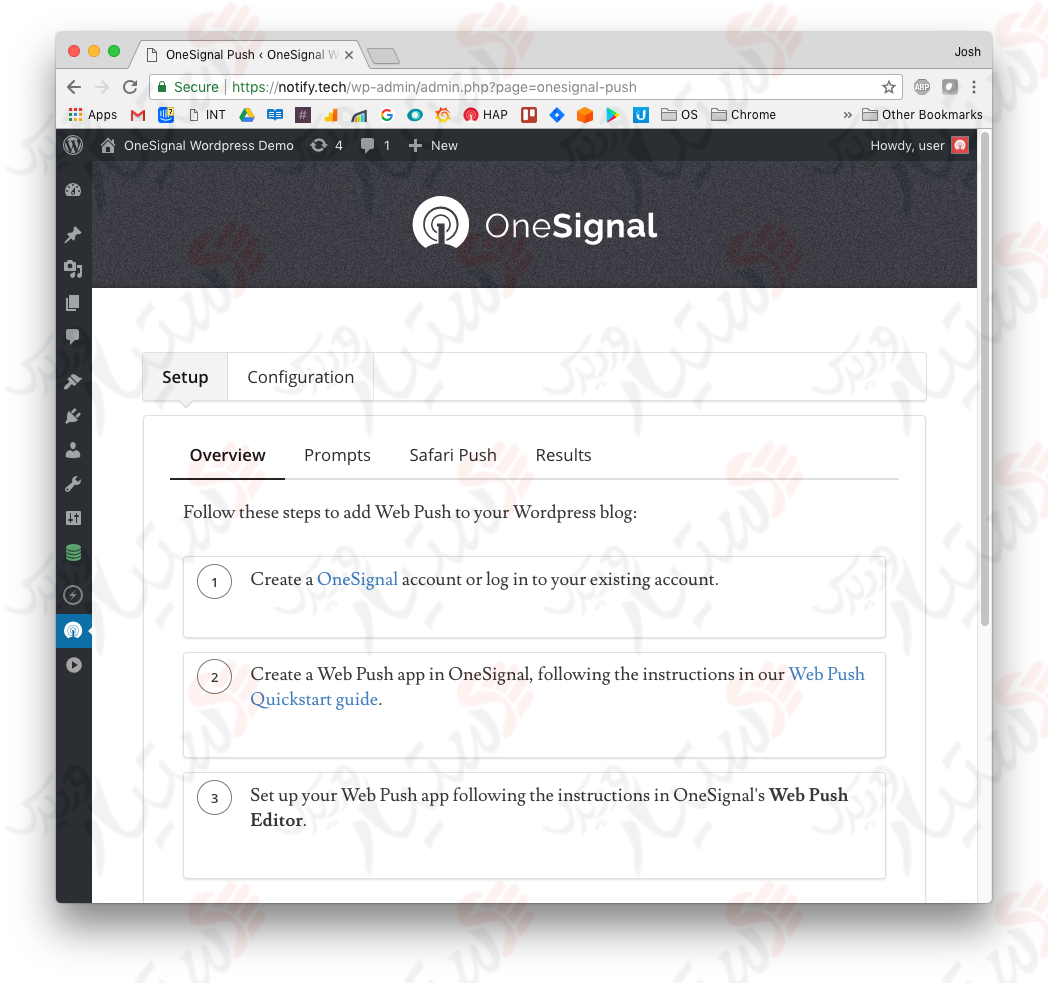 دستیار وردپرس - افزونه OneSignal Web Push Notifications