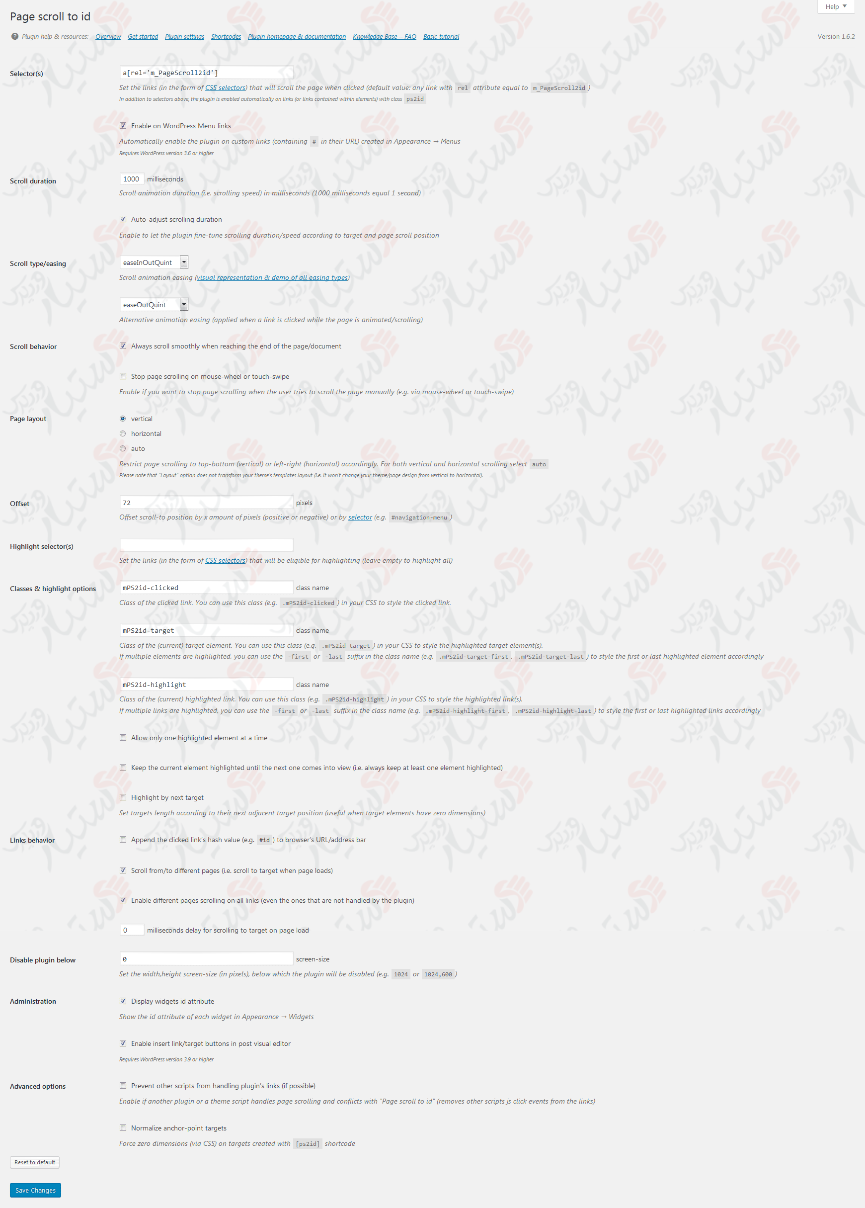 دستیار وردپرس - افزونه Page scroll to id