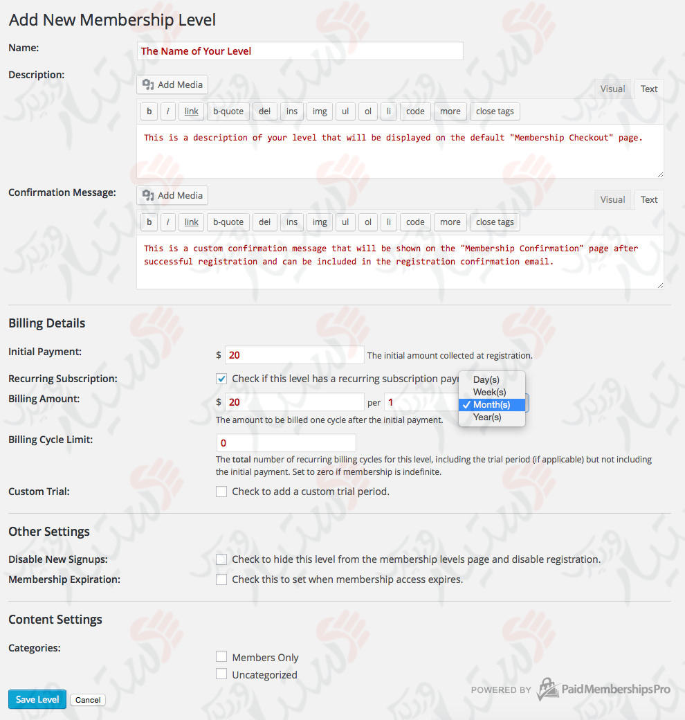 دستیار وردپرس - افزونه Paid Memberships Pro