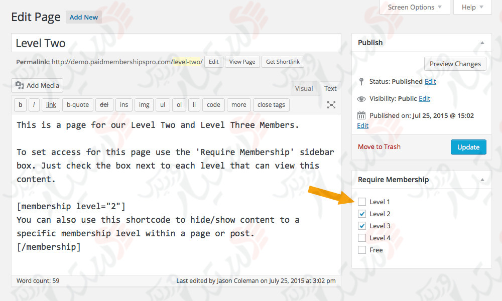 دستیار وردپرس - افزونه Paid Memberships Pro