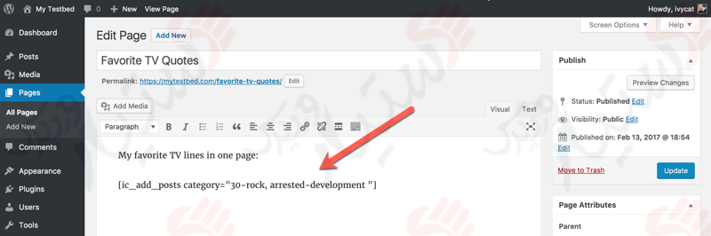 دستیار وردپرس - افزونه Posts in Page