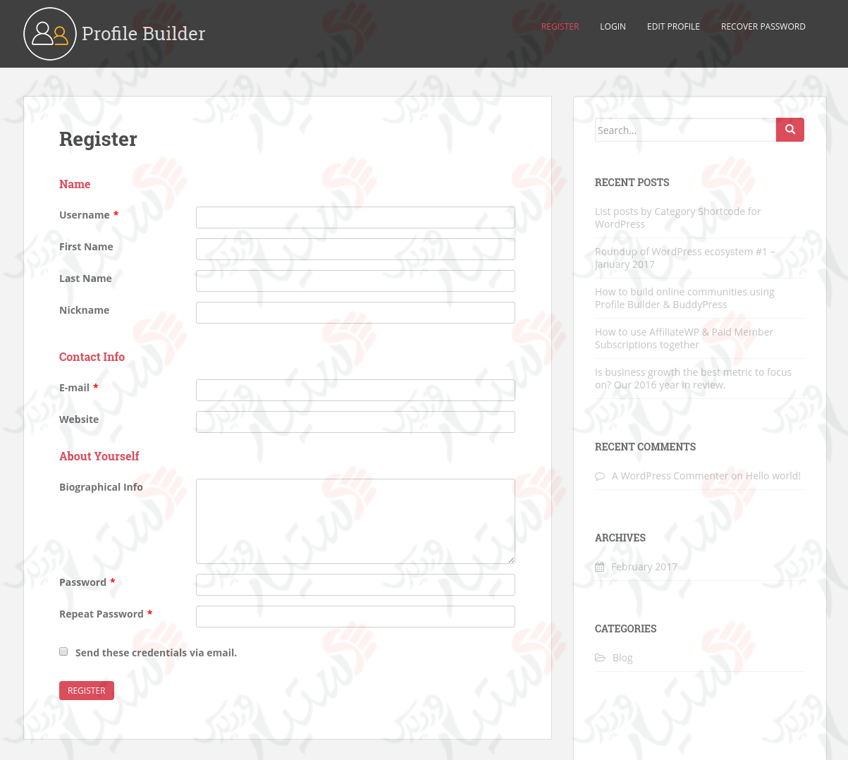 دستیار وردپرس - افزونه User registration user profile Profile Builder