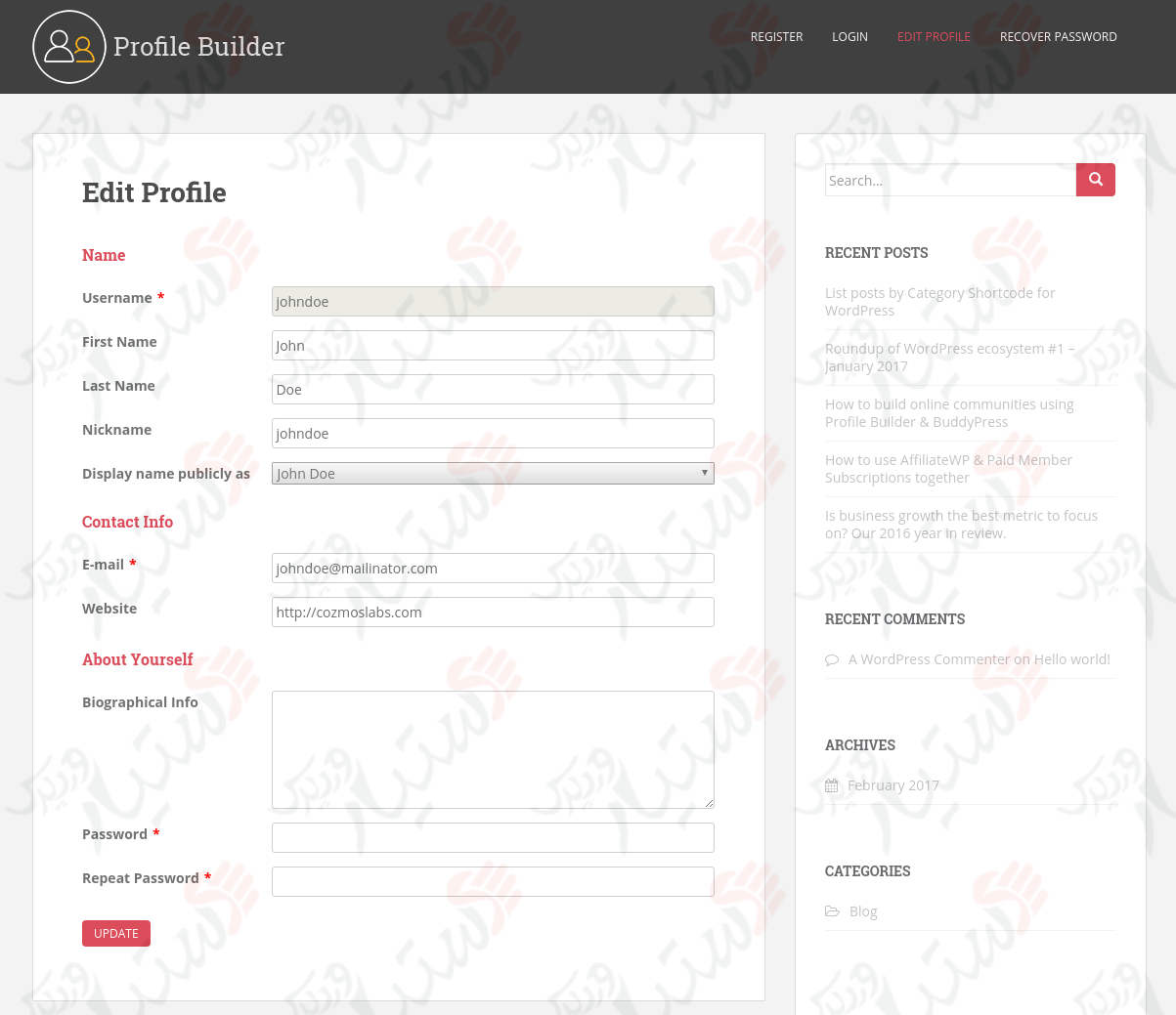 دستیار وردپرس - افزونه User registration user profile Profile Builder