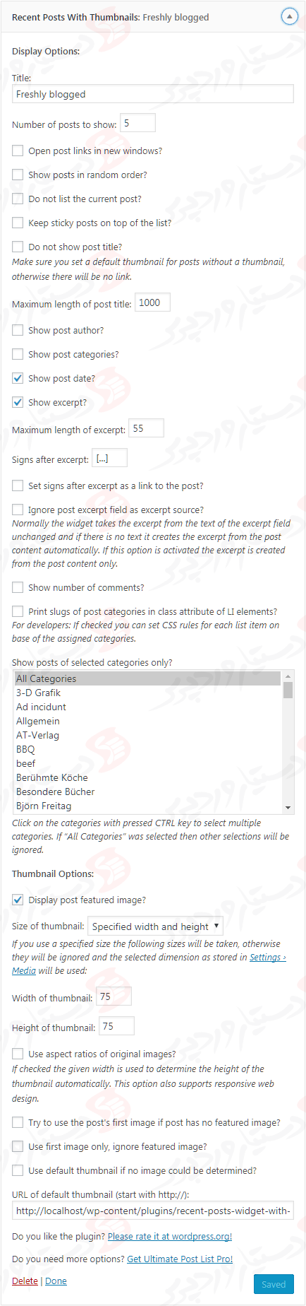 دستیار وردپرس - افزونه Recent Posts Widget With Thumbnails
