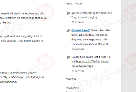 دستیار وردپرس - افزونه Recent Tweets Widget