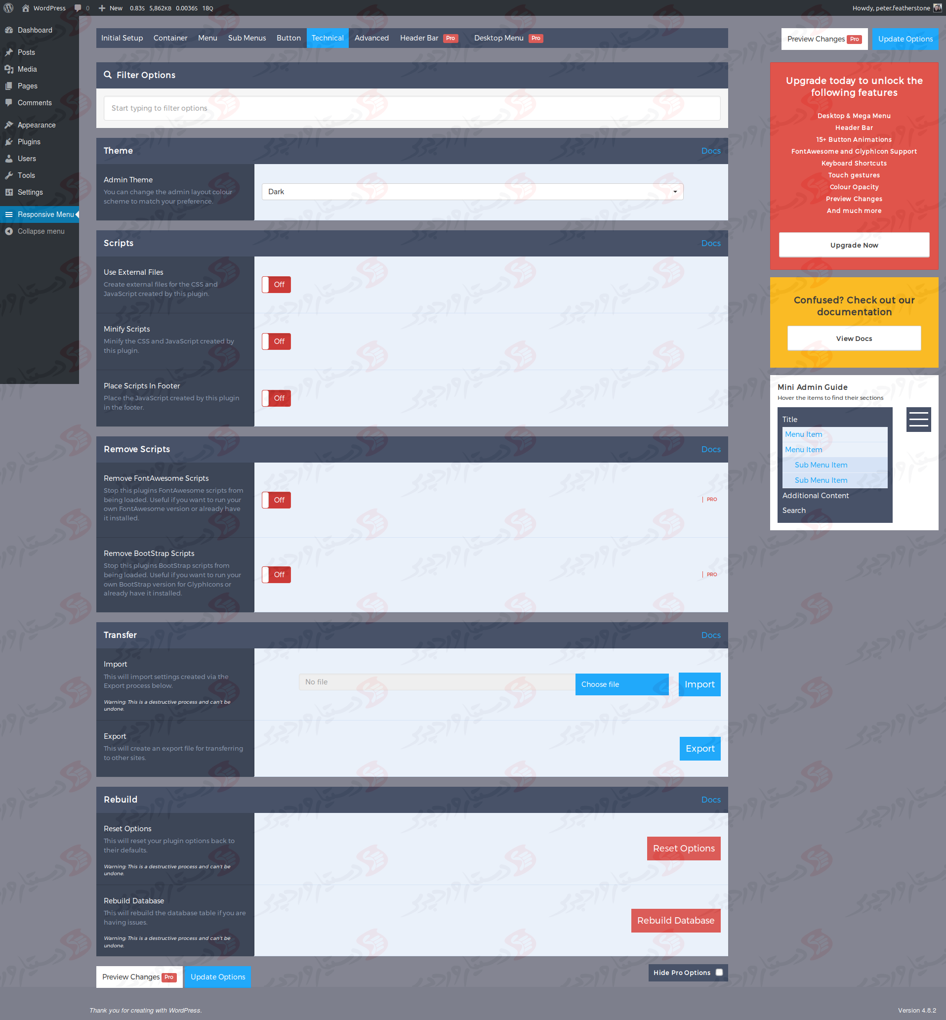 دستیار وردپرس - افزونه Responsive Menu