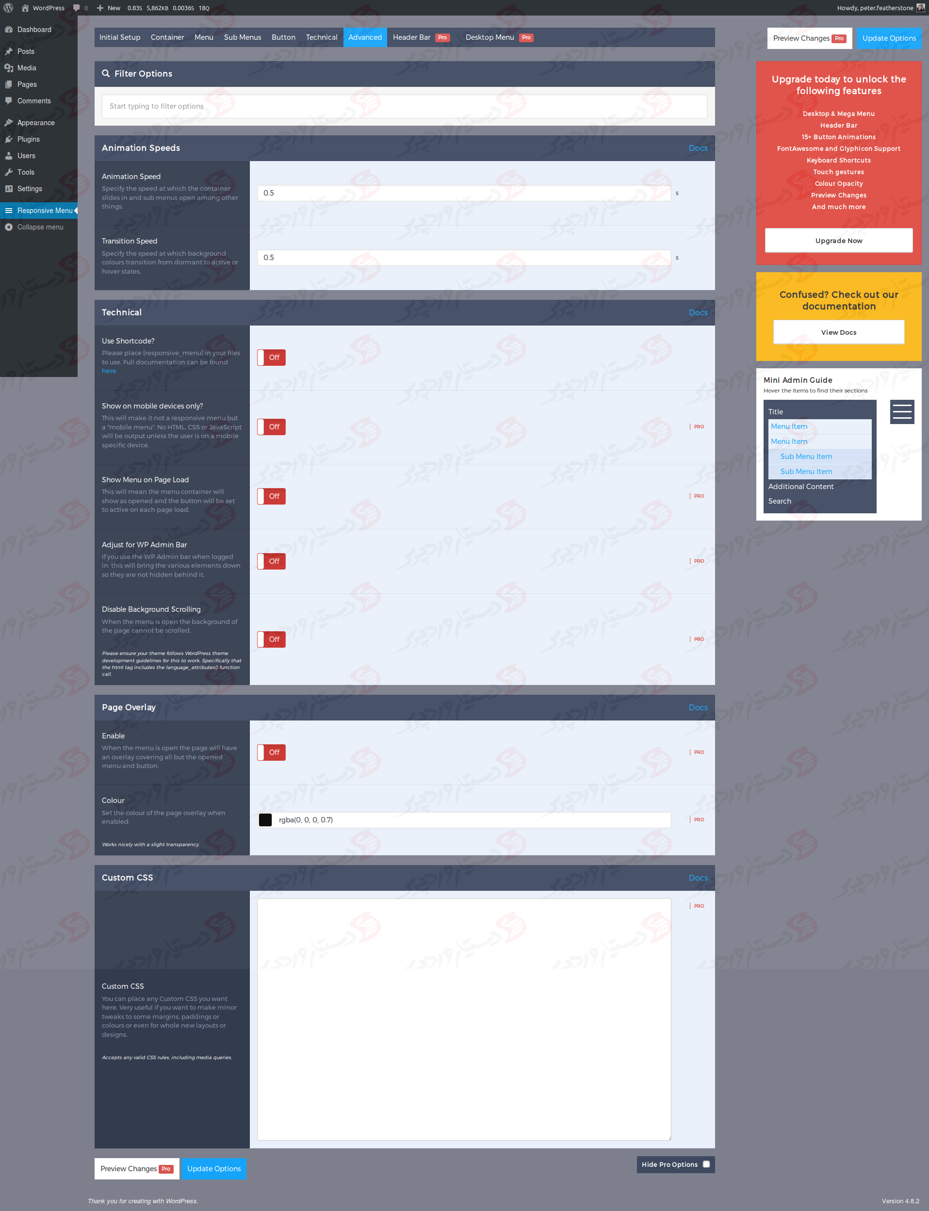 دستیار وردپرس - افزونه Responsive Menu