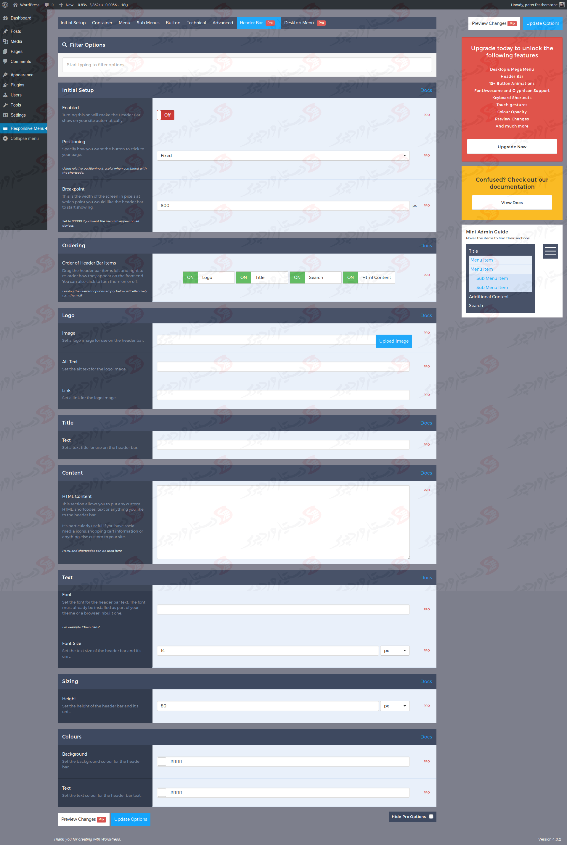 دستیار وردپرس - افزونه Responsive Menu