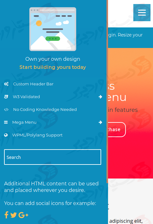 دستیار وردپرس - افزونه Responsive Menu