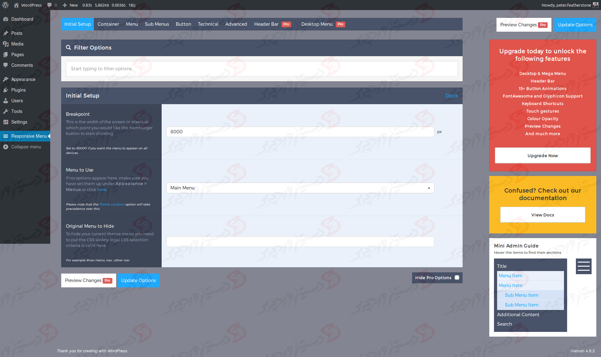 دستیار وردپرس - افزونه Responsive Menu