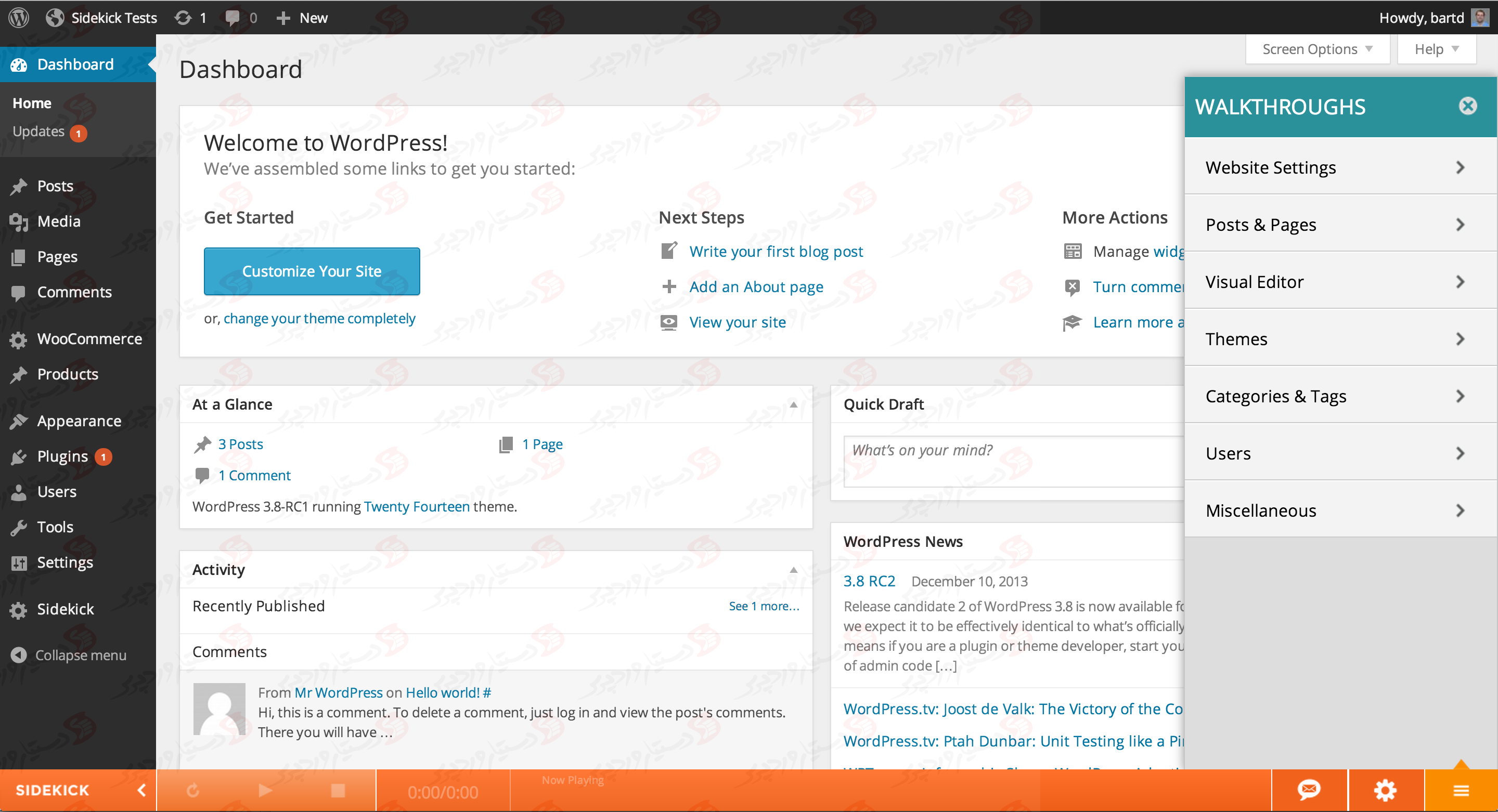 دستیار وردپرس - افزونه Sidekick