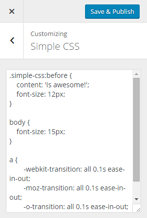 دستیار وردپرس - افزونه Simple CSS