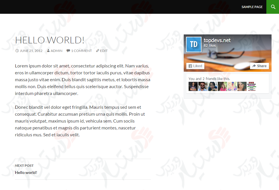 دستیار وردپرس - افزونه Simple Facebook Plugin